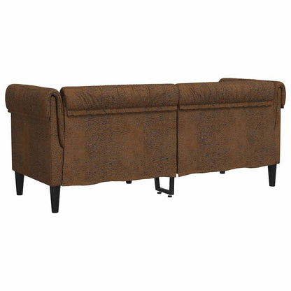 Chesterfieldsofa Brun 182.5 X 74.5 X 74.5 Cm Faux Suede Læder