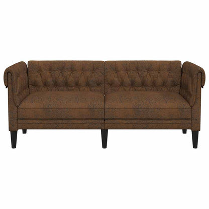 Chesterfieldsofa Brun 182.5 X 74.5 X 74.5 Cm Faux Suede Læder