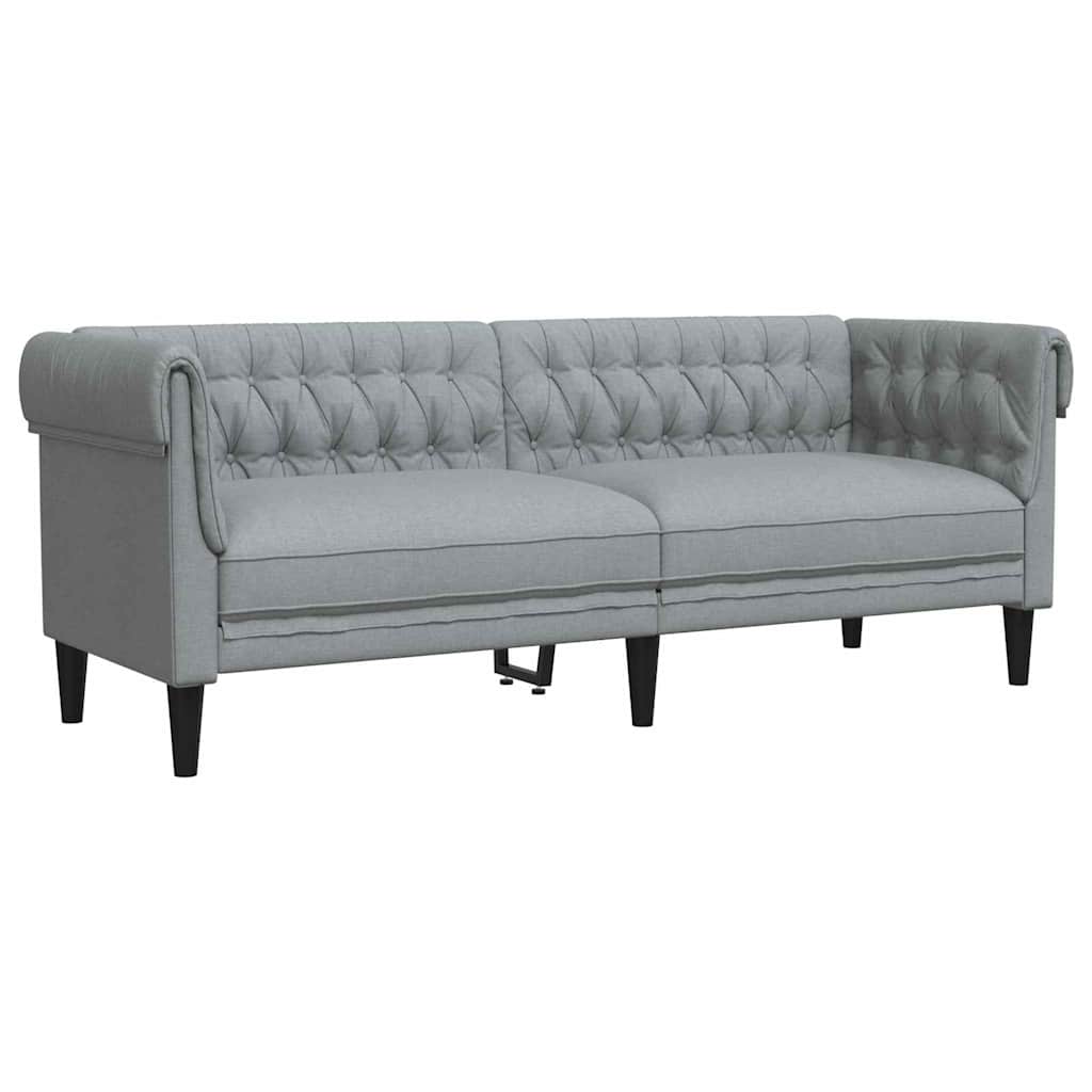 Chesterfieldsofa Med Pude Lysegrå 201.5 X 74.5 X 74.5 Cm Stof