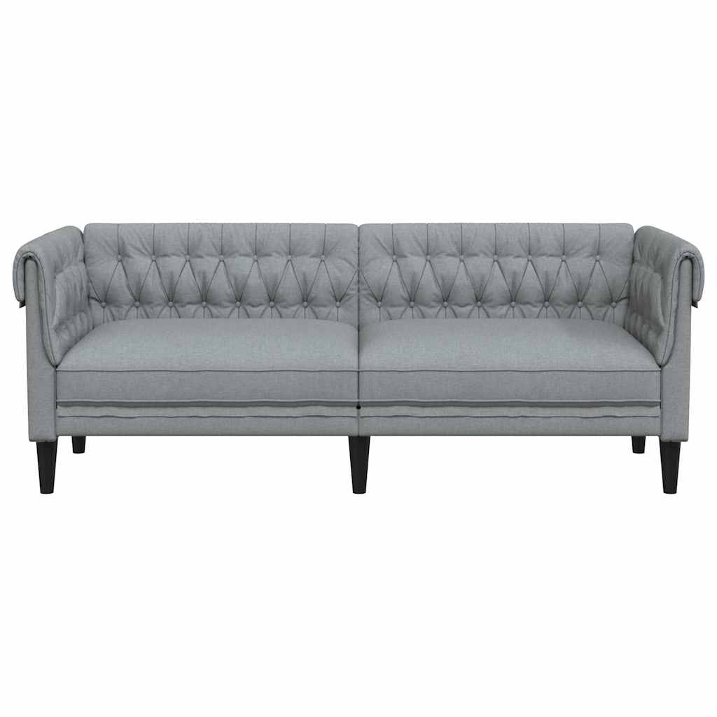 Chesterfieldsofa Med Pude Lysegrå 201.5 X 74.5 X 74.5 Cm Stof