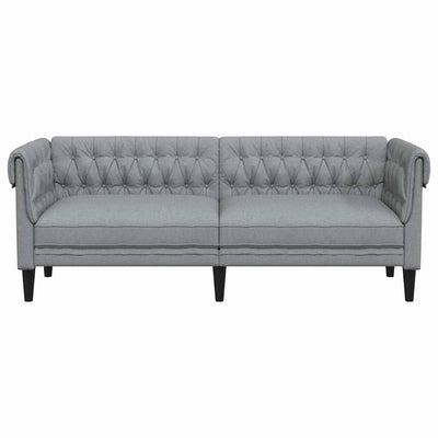 Chesterfieldsofa Med Pude Lysegrå 201.5 X 74.5 X 74.5 Cm Stof