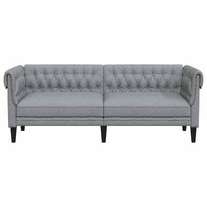 Chesterfieldsofa Med Pude Lysegrå 201.5 X 74.5 X 74.5 Cm Stof