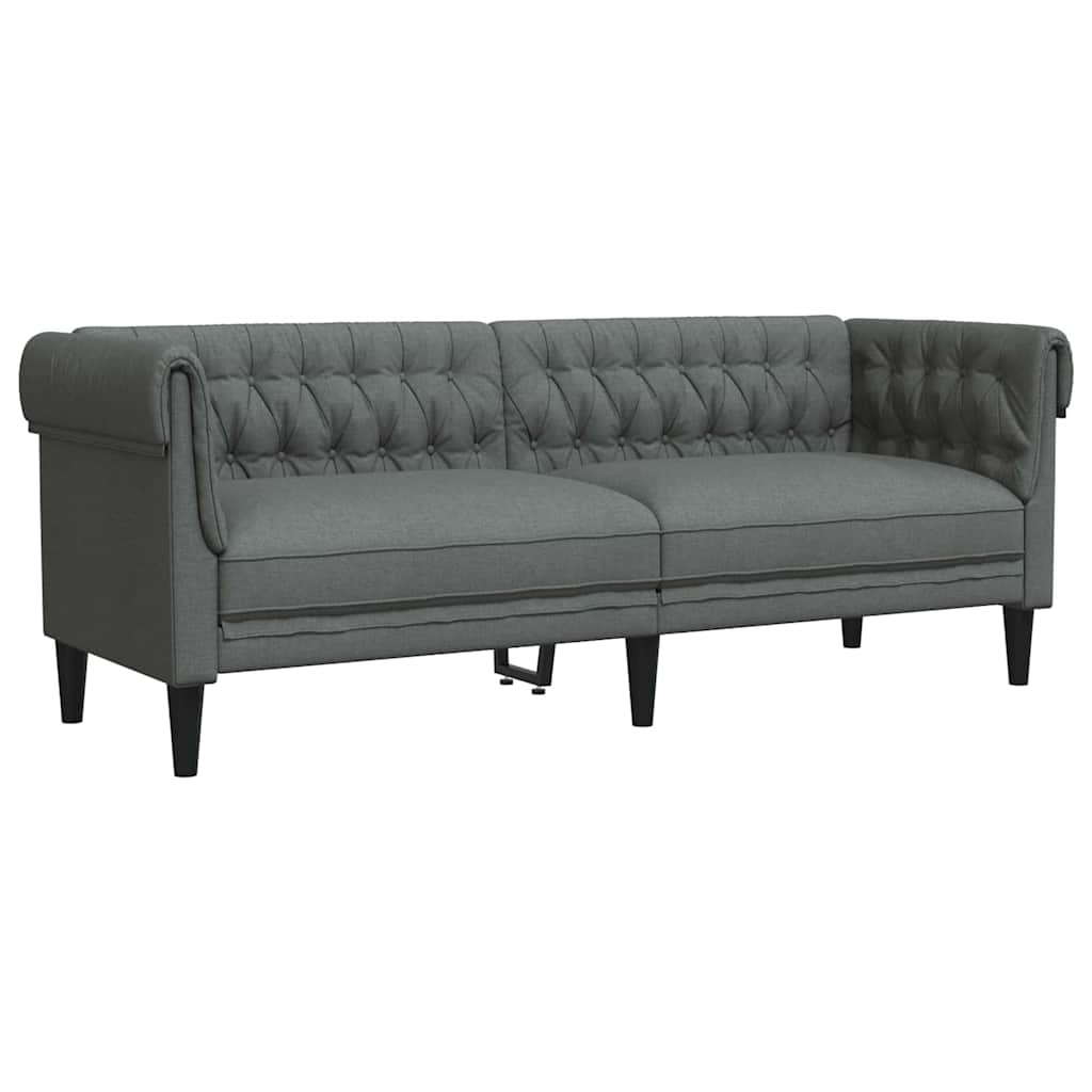 Chesterfieldsofa Med Pude Mørkegrå 201.5 X 74.5 X 74.5 Cm Stof