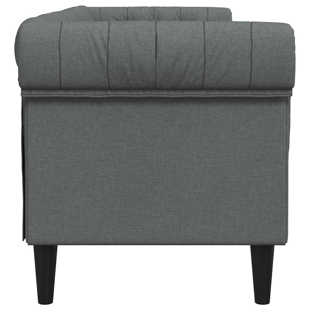 Chesterfieldsofa Med Pude Mørkegrå 201.5 X 74.5 X 74.5 Cm Stof