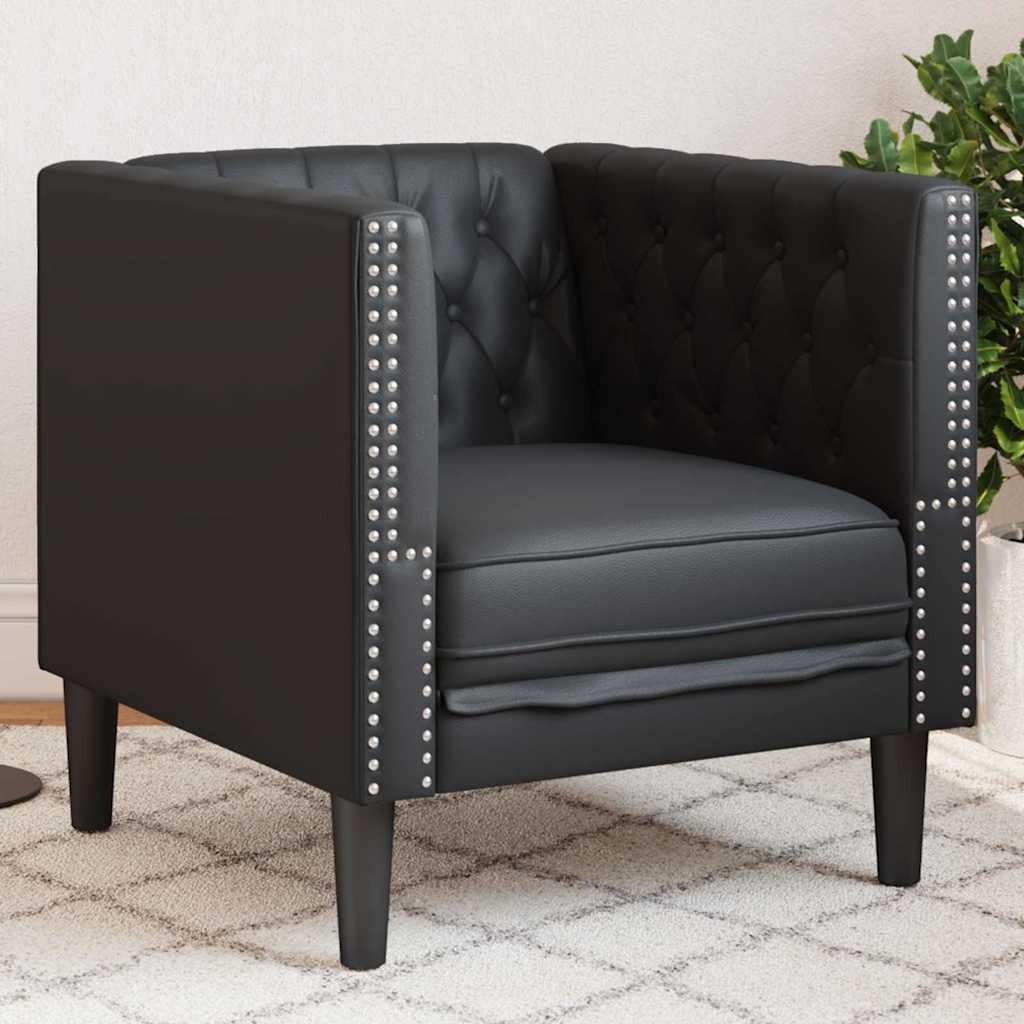 Chesterfield Sofa Stol Sort 71 X 74.5 X 70.5 Cm Kunstlæder