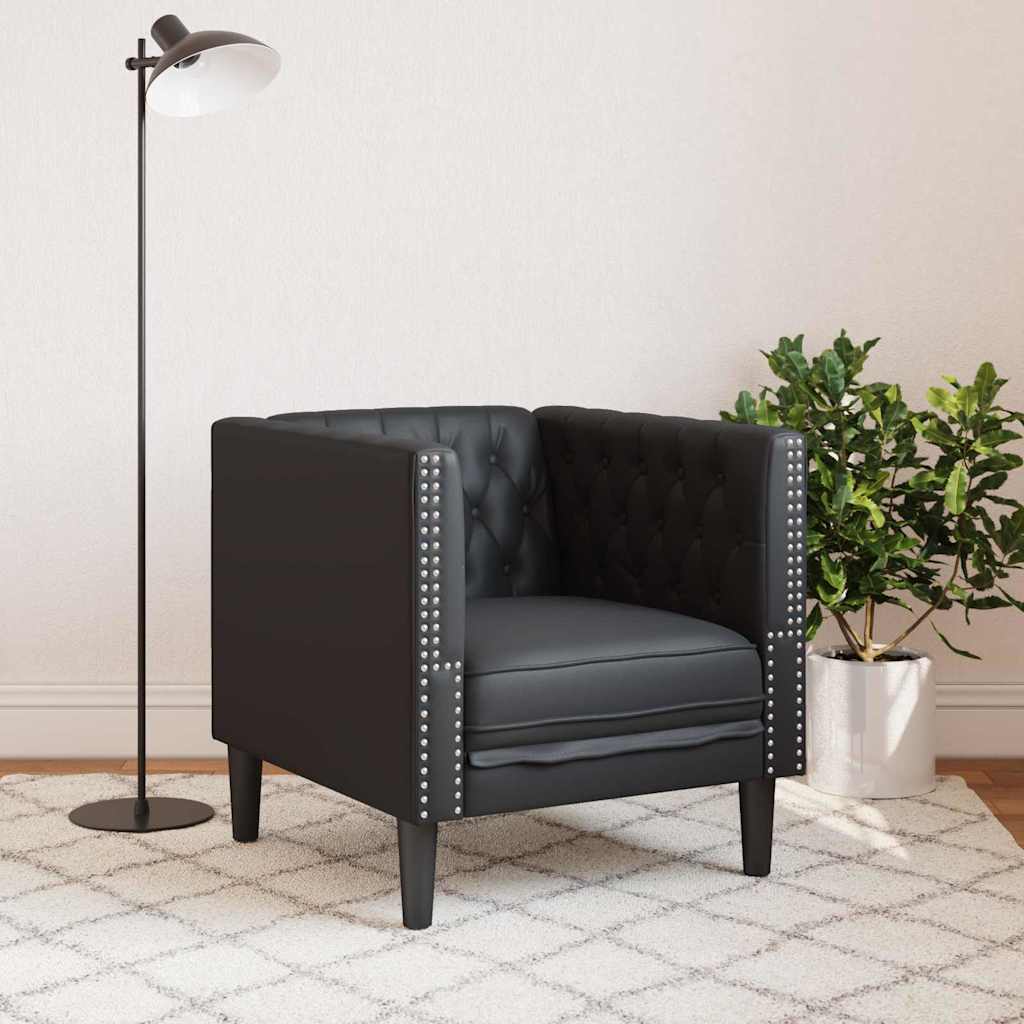 Chesterfield Sofa Stol Sort 71 X 74.5 X 70.5 Cm Kunstlæder