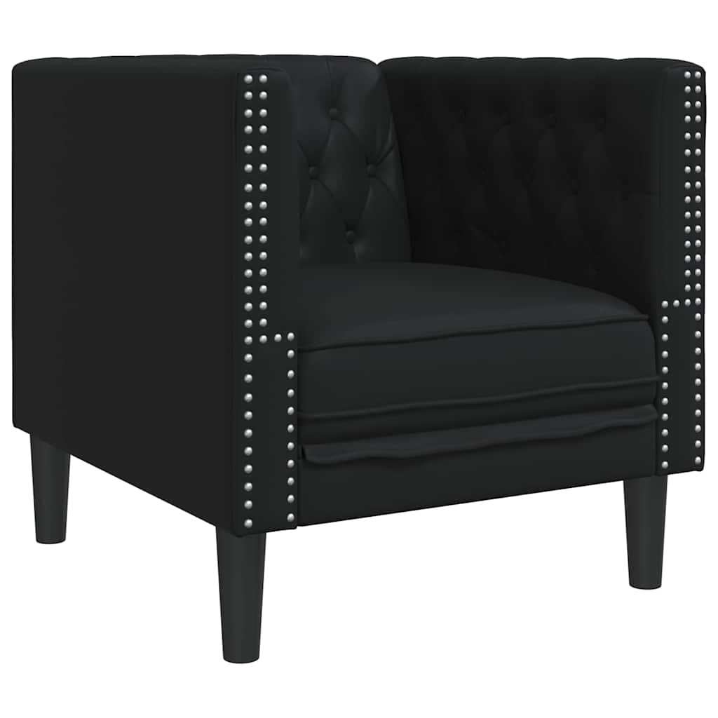 Chesterfield Sofa Stol Sort 71 X 74.5 X 70.5 Cm Kunstlæder