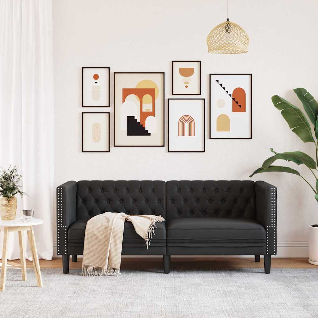 Chesterfieldsofa Argyle Sort 174 X 74.5 X 70.5 Cm Kunstlæder