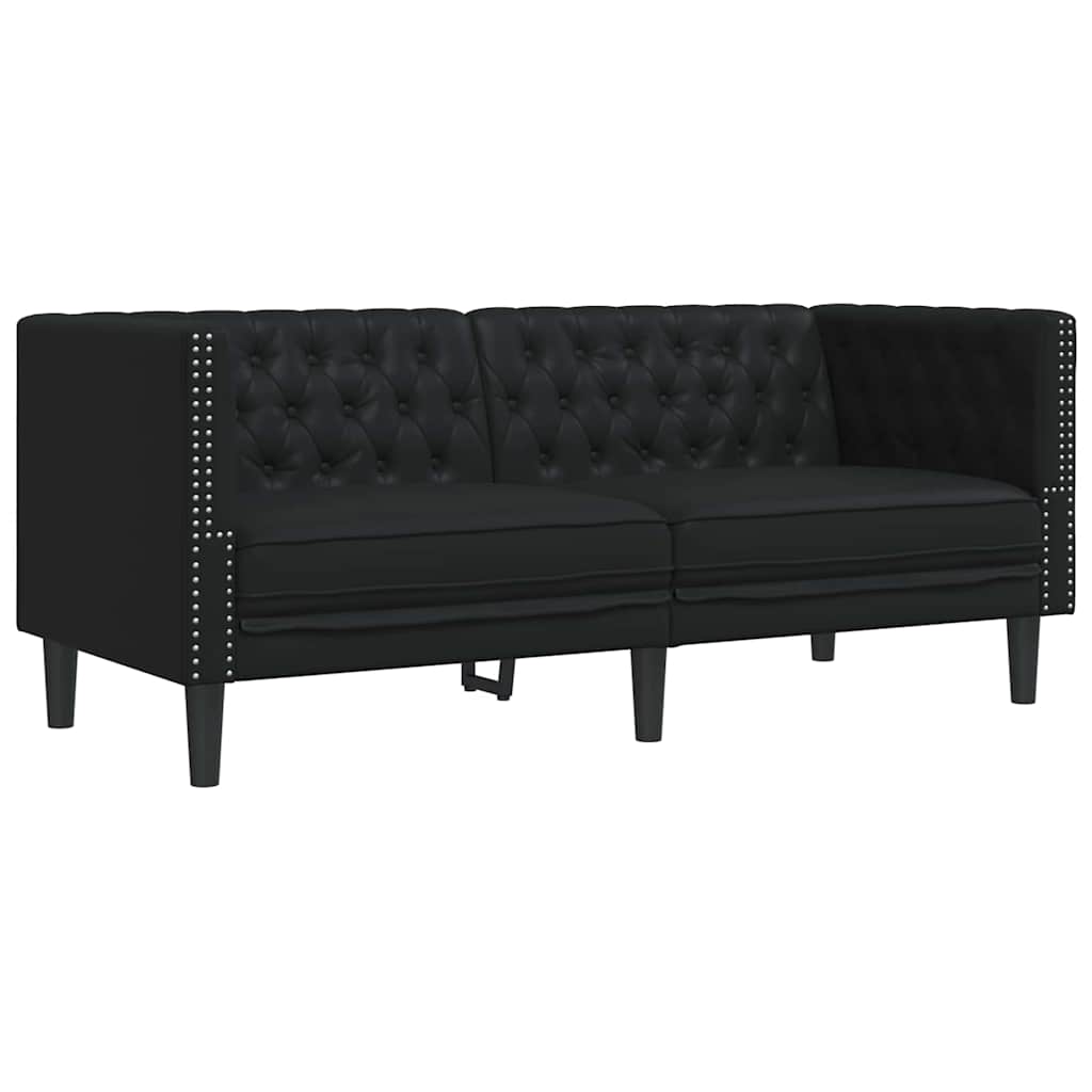 Chesterfieldsofa Argyle Sort 174 X 74.5 X 70.5 Cm Kunstlæder