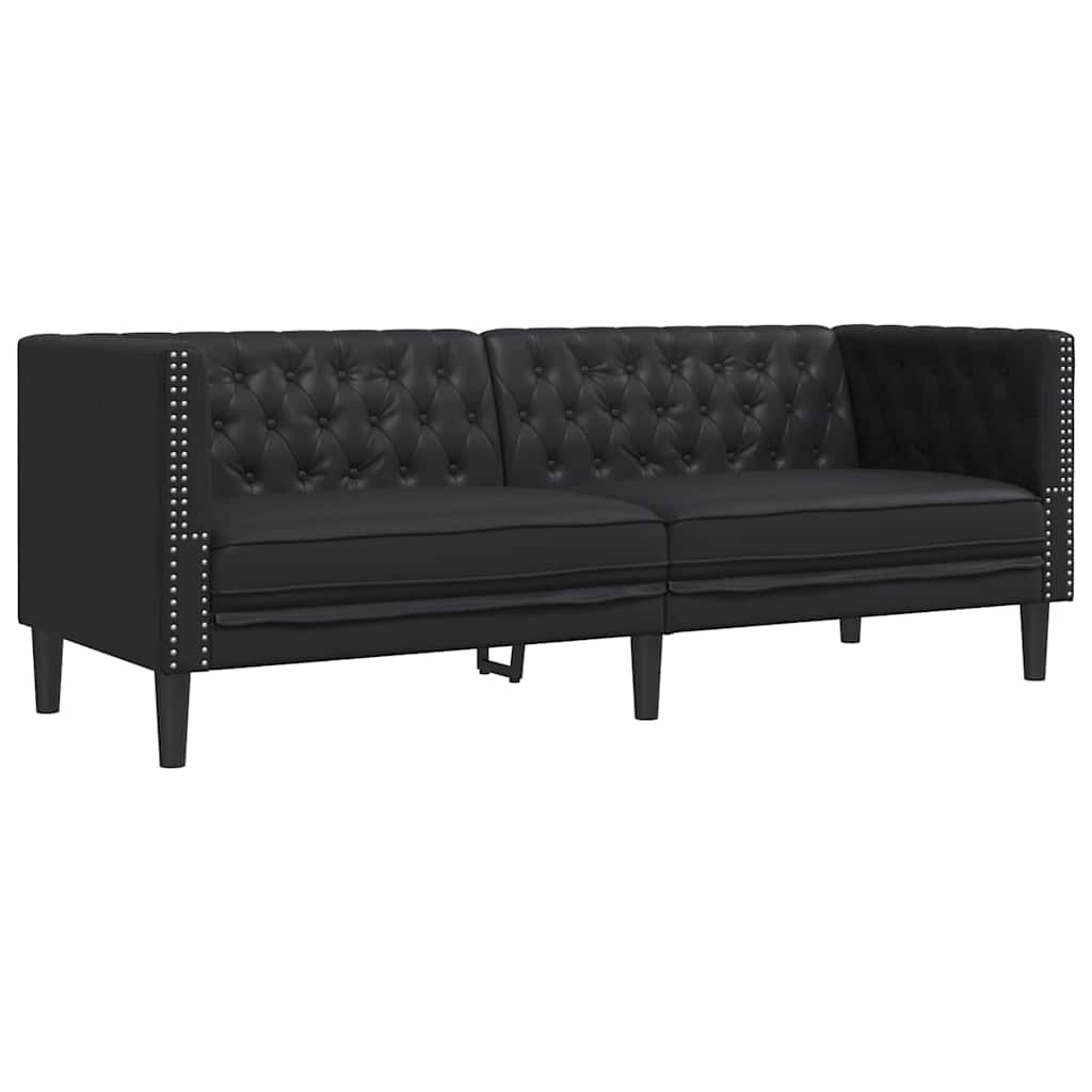 Chesterfieldsofa Argyle Sort 194 X 74.5 X 70.5 Cm Kunstlæder