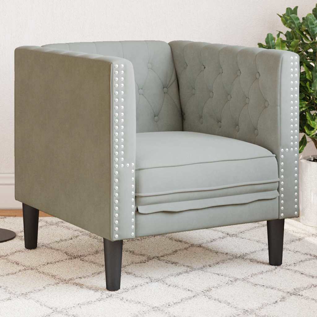 Chesterfield Sofa Stol Andet Lysegrå 71 X 74.5 X 70.5 Cm Fløjl