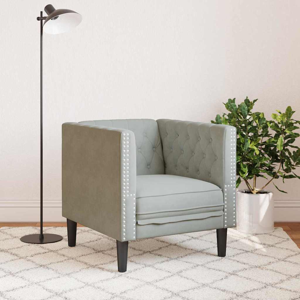 Chesterfield Sofa Stol Andet Lysegrå 71 X 74.5 X 70.5 Cm Fløjl