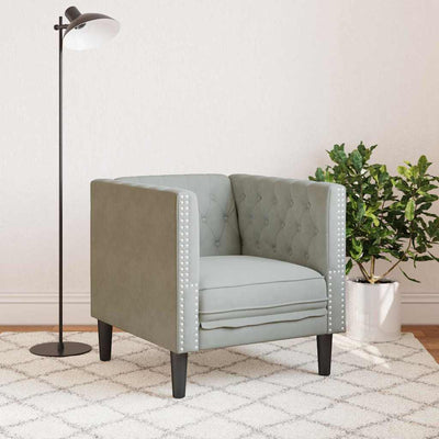 Chesterfield Sofa Stol Andet Lysegrå 71 X 74.5 X 70.5 Cm Fløjl
