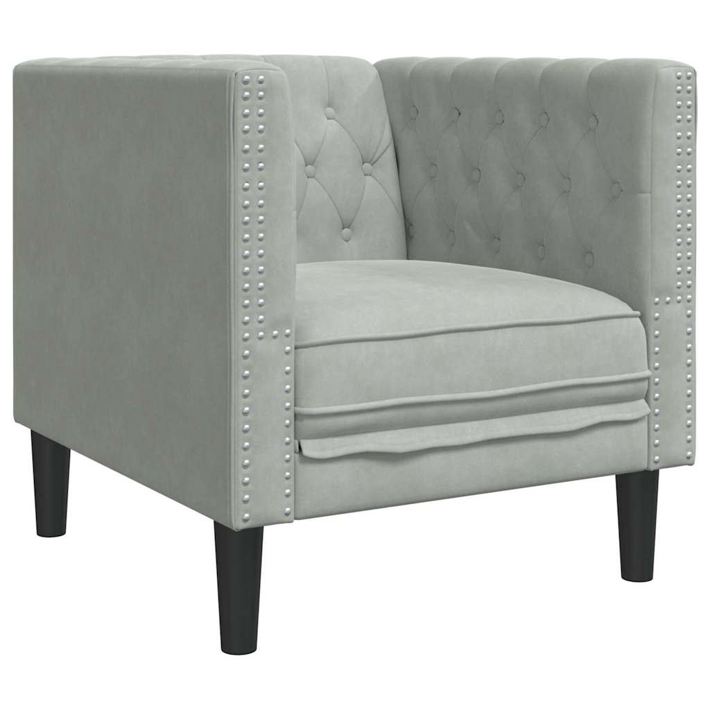 Chesterfield Sofa Stol Andet Lysegrå 71 X 74.5 X 70.5 Cm Fløjl