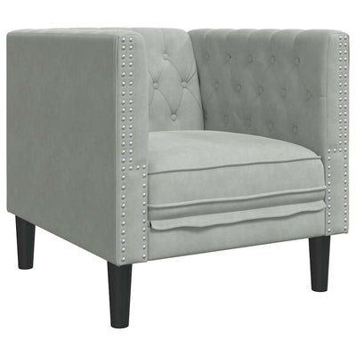 Chesterfield Sofa Stol Andet Lysegrå 71 X 74.5 X 70.5 Cm Fløjl