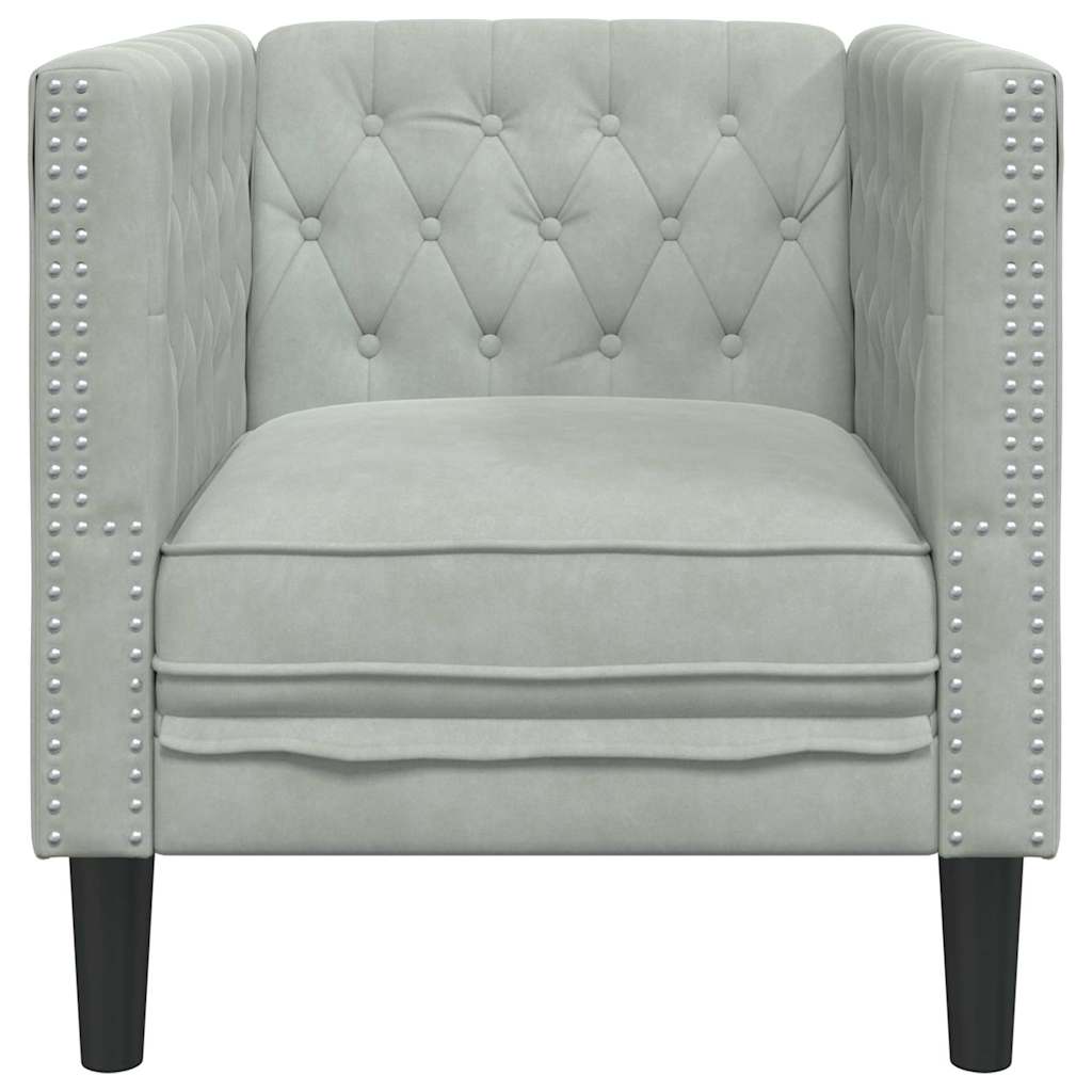 Chesterfield Sofa Stol Andet Lysegrå 71 X 74.5 X 70.5 Cm Fløjl