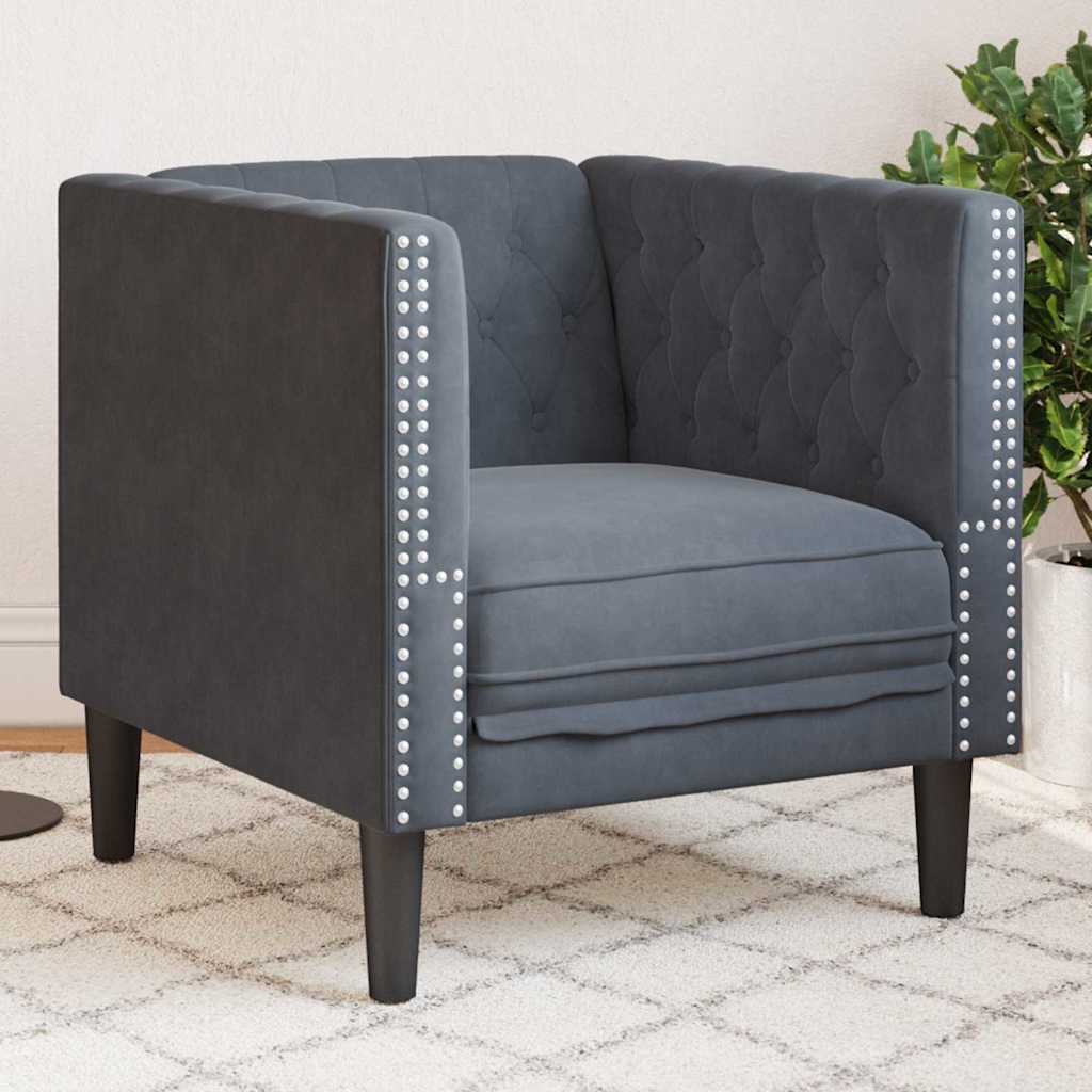 Chesterfield Sofa Stol Andet Mørkegrå 71 X 74.5 X 70.5 Cm Fløjl