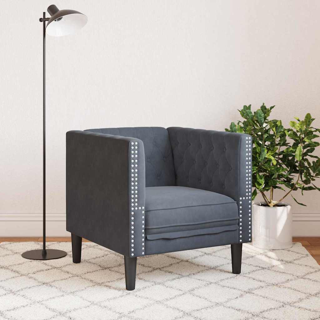 Chesterfield Sofa Stol Andet Mørkegrå 71 X 74.5 X 70.5 Cm Fløjl