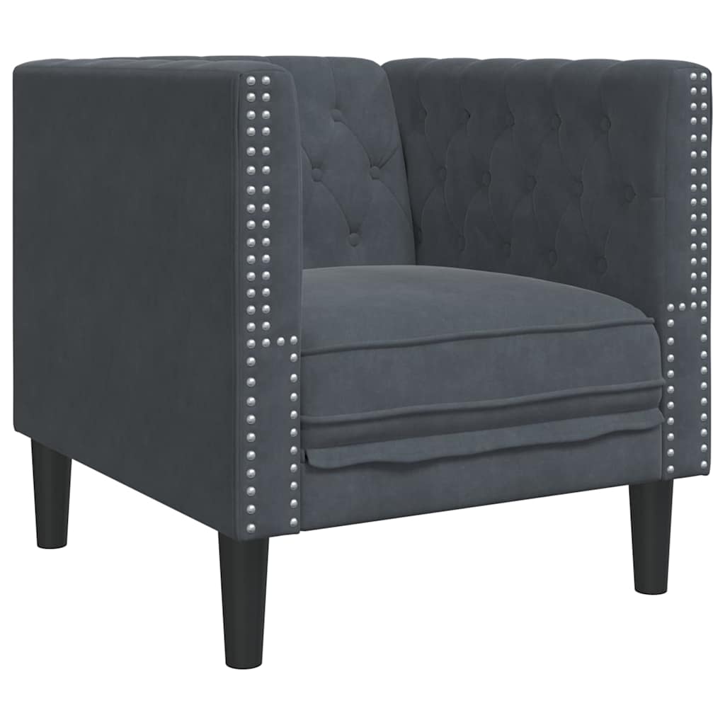 Chesterfield Sofa Stol Andet Mørkegrå 71 X 74.5 X 70.5 Cm Fløjl
