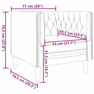 Chesterfield Sofa Stol Andet Mørkegrå 71 X 74.5 X 70.5 Cm Fløjl