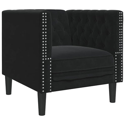 Chesterfield Sofa Stol Med Pude Sort 71 X 74.5 X 70.5 Cm Fløjl