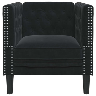 Chesterfield Sofa Stol Med Pude Sort 71 X 74.5 X 70.5 Cm Fløjl