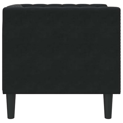 Chesterfield Sofa Stol Med Pude Sort 71 X 74.5 X 70.5 Cm Fløjl