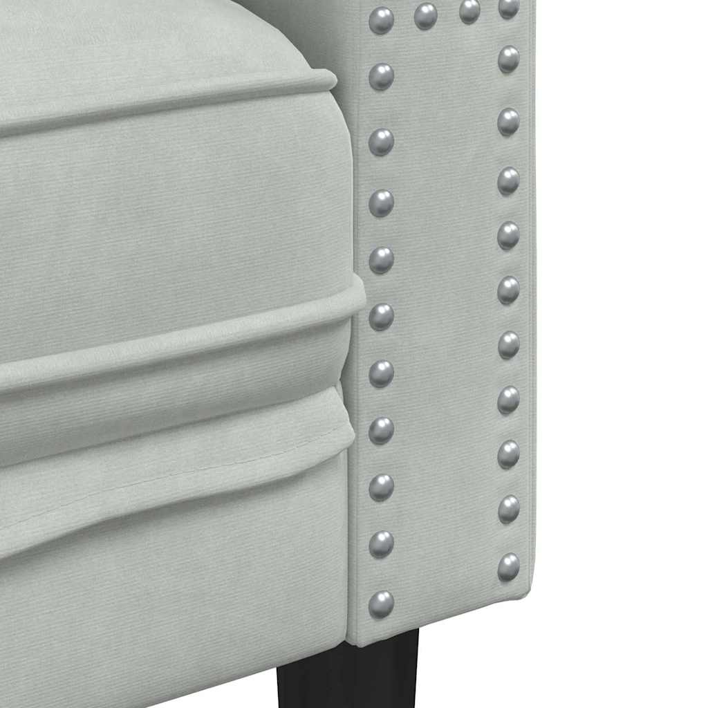 Chesterfieldsofa Med Pude Lysegrå 174 X 74.5 X 70.5 Cm Fløjl