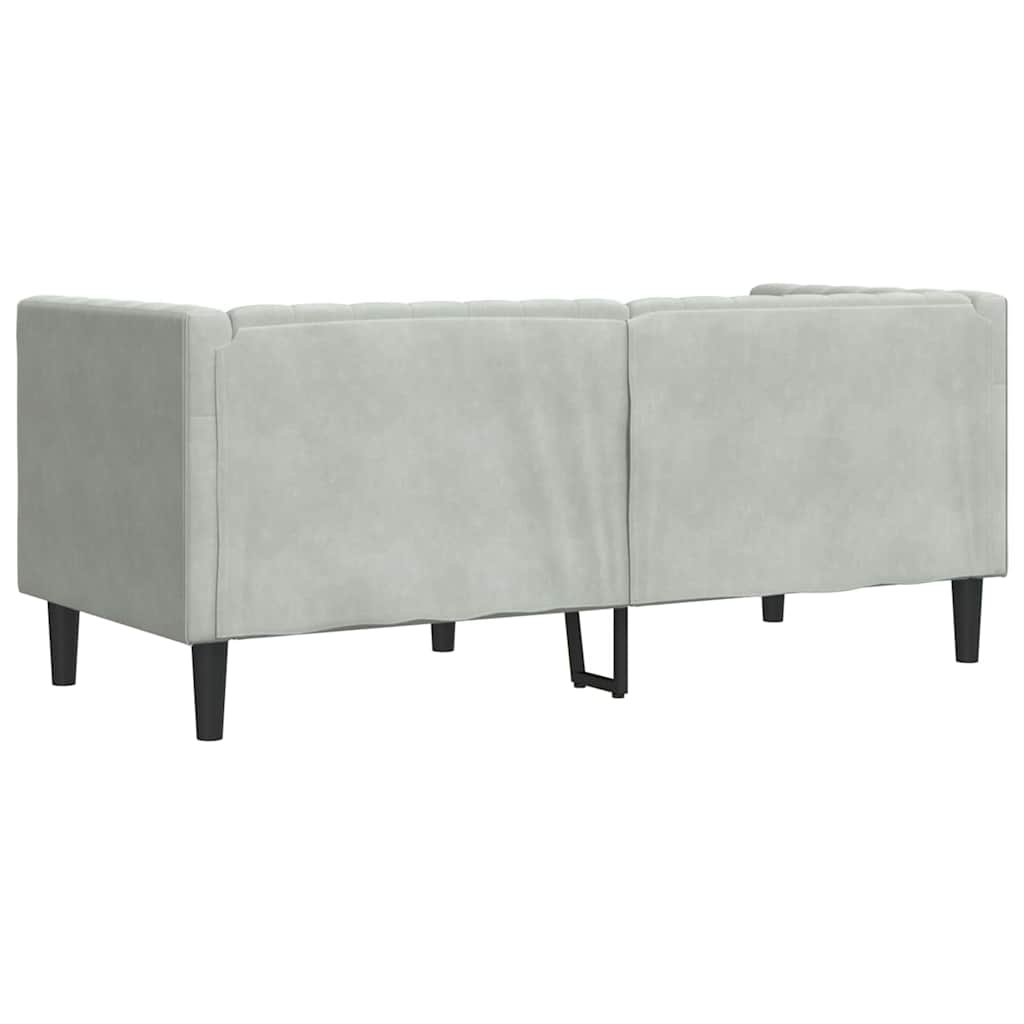 Chesterfieldsofa Med Pude Lysegrå 174 X 74.5 X 70.5 Cm Fløjl