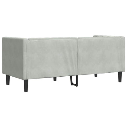 Chesterfieldsofa Med Pude Lysegrå 174 X 74.5 X 70.5 Cm Fløjl