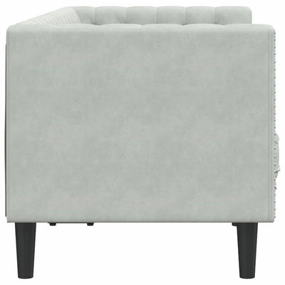 Chesterfieldsofa Med Pude Lysegrå 174 X 74.5 X 70.5 Cm Fløjl
