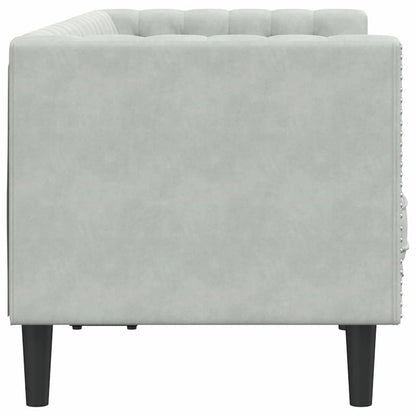 Chesterfieldsofa Med Pude Lysegrå 174 X 74.5 X 70.5 Cm Fløjl