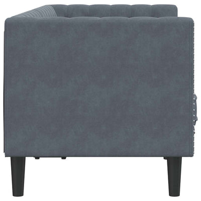 Chesterfieldsofa Med Pude Mørkegrå 174 X 74.5 X 70.5 Cm Fløjl