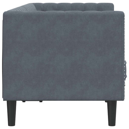 Chesterfieldsofa Med Pude Mørkegrå 174 X 74.5 X 70.5 Cm Fløjl