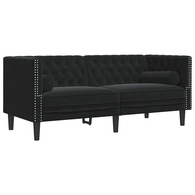 Chesterfieldsofa Med Pude Andet Sort 174 X 74.5 X 70.5 Cm Fløjl