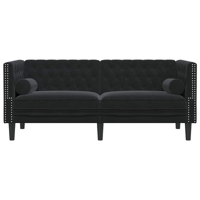 Chesterfieldsofa Med Pude Andet Sort 174 X 74.5 X 70.5 Cm Fløjl