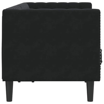 Chesterfieldsofa Med Pude Andet Sort 174 X 74.5 X 70.5 Cm Fløjl