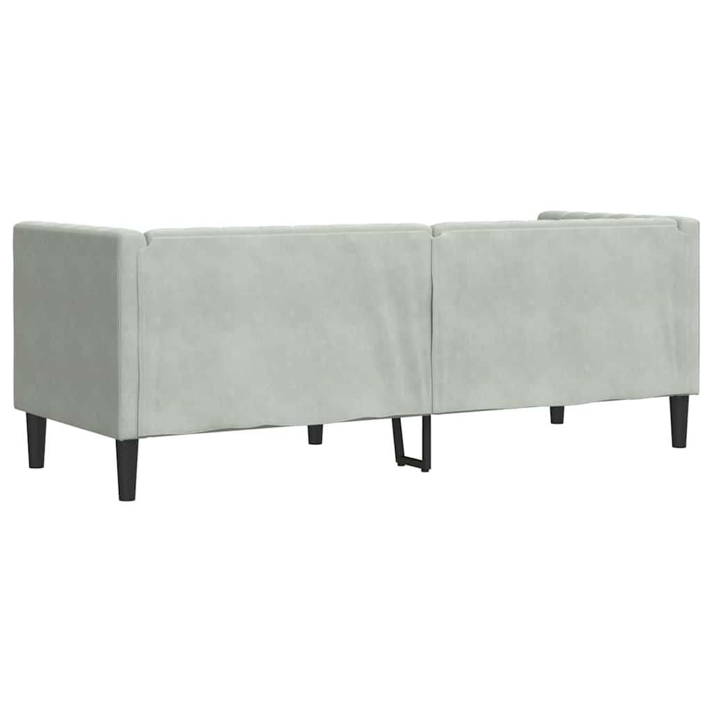 Chesterfieldsofa Med Pude Lysegrå 194 X 74.5 X 70.5 Cm Fløjl