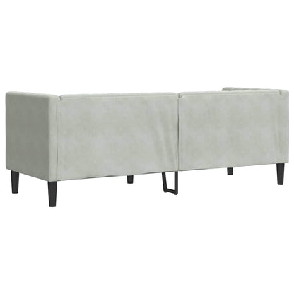 Chesterfieldsofa Med Pude Lysegrå 194 X 74.5 X 70.5 Cm Fløjl