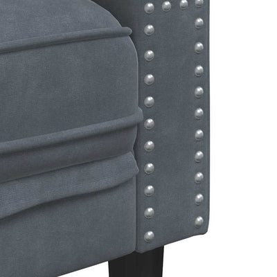 Chesterfieldsofa Med Pude Mørkegrå 194 X 74.5 X 70.5 Cm Fløjl