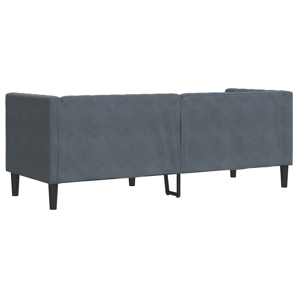 Chesterfieldsofa Med Pude Mørkegrå 194 X 74.5 X 70.5 Cm Fløjl