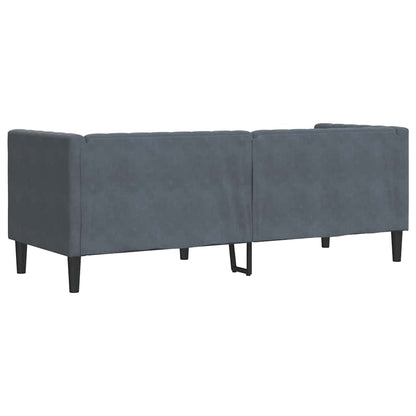 Chesterfieldsofa Med Pude Mørkegrå 194 X 74.5 X 70.5 Cm Fløjl