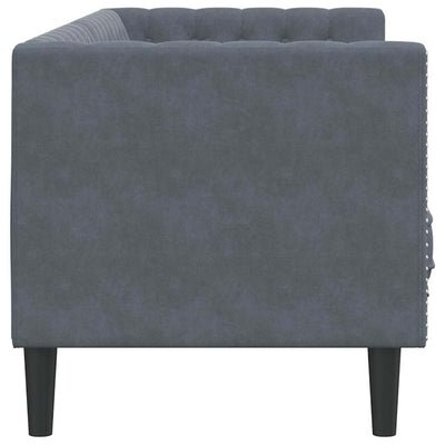 Chesterfieldsofa Med Pude Mørkegrå 194 X 74.5 X 70.5 Cm Fløjl