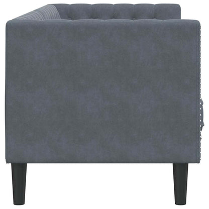 Chesterfieldsofa Med Pude Mørkegrå 194 X 74.5 X 70.5 Cm Fløjl