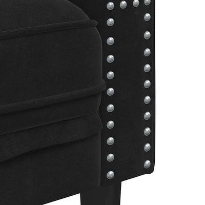 Chesterfieldsofa Med Pude Andet Sort 194 X 74.5 X 70.5 Cm Fløjl
