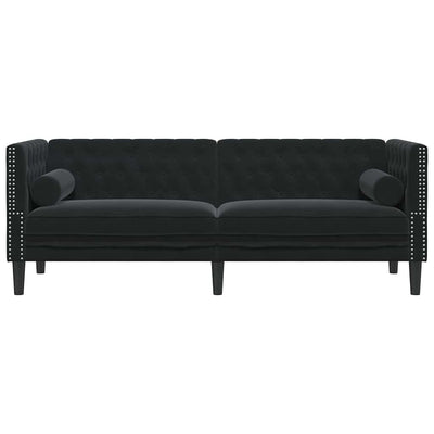 Chesterfieldsofa Med Pude Andet Sort 194 X 74.5 X 70.5 Cm Fløjl