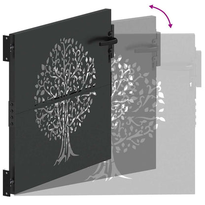 Haveport Med Lås Sort 85 X 100 Cm Pulverlakeret Stål