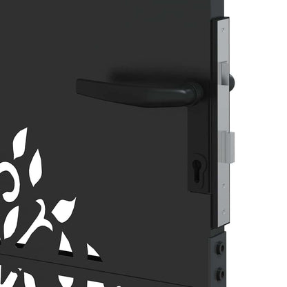 Haveport Med Lås Sort 85 X 125 Cm Pulverlakeret Stål