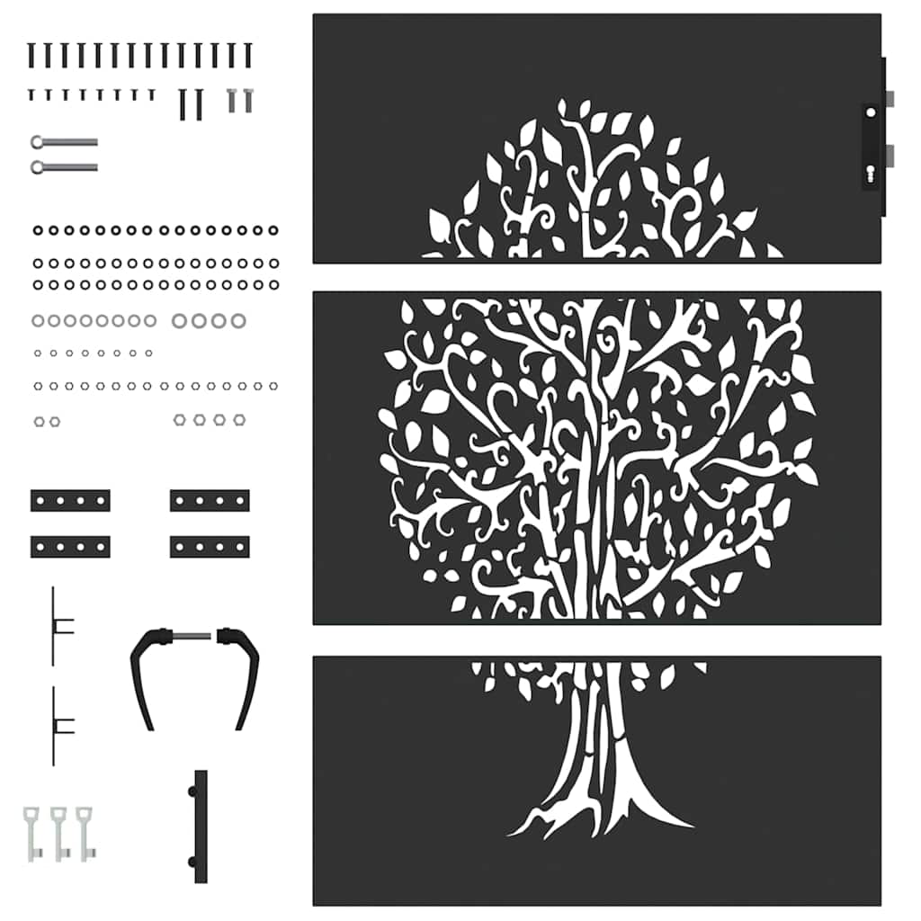 Haveport Med Lås Sort 85 X 125 Cm Pulverlakeret Stål