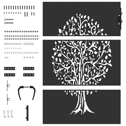 Haveport Med Lås Sort 85 X 125 Cm Pulverlakeret Stål